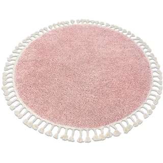RugsX Berber Shaggyteppich Ø 120 cm Rosa