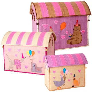 Rice Party Aufbewahrungskorb - Pink / White - One Size