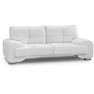 Beautysofa Sofa, Weiß, Leder, 225x88x98 cm, Wohnzimmer, Sofas & Couches, Sofas, 3-Sitzer Sofas