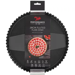 Tala Tarteform 28 cm, Quicheform mit Hebeboden, Antihaft Backform aus Karbonstahl, Geriffelte Form für Quiche, Tartes, Obstkuchen und Pie