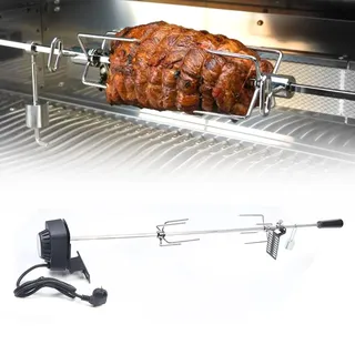 WSIKGHU Edelstahl Motor Rotisserie Grillspieß Drehspieß Drehspiess Fleischnadel BBQ mit Grill Aufsatz Drehspies Gasgrill Garten 80cm Dreh-Spieß Grillspieß Ring Aufsatz Zubehör Rotisserie Set
