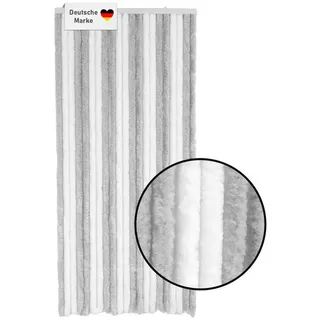 Lemodo Flauschvorhang 90x200cm hellgrau-weiß, Fliegenschutz, Türvorhang Wohnwagen