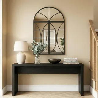 Bogenf√∂rmiger Wandspiegel 80 X 120 Cm, 3er-set, Fensterf√∂rmiger Spiegel Mit Glasfront, Gehärtetes Glas Und Metall, Schwarz