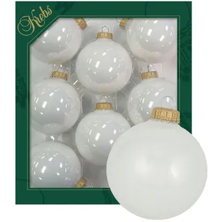 Krebs Glas Lauscha Weihnachtskugeln Weiß, Glanz 8er-Set 7cm