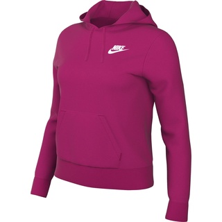 Nike Damen Hooded Long Sleeve Top W NSW Club FLC Std Po HDY, Fireberry/White, DQ5793-615, XL-S
