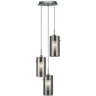 Duo 2, 3Flammige Multi-Drop Deckenleuchte Mit Äußerem Rauchglas/Innerem Milchglas Schirmen