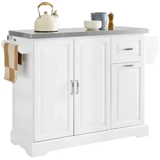 SoBuy Küchenwagen FKW41, Kücheninsel auf Rollen, Servierwagen Rollwagen Barwagen, Küche, Küchenschrank Sideboard Kücheninsel mit erweiterbarer Arbeitsfläche