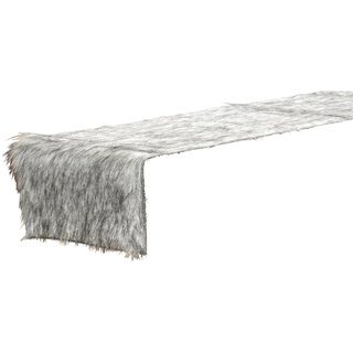 BOLTZE Tischband Fell Polyester grau 120x20 cm, Tischdeko, Tischfell, Tischdecke, Winter