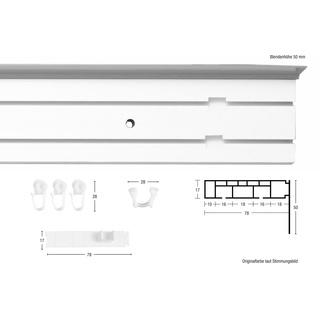 Gardinenschiene »Kunststoffschiene mit Blende«, 2 läufig-läufig, Wunschmaßlänge, Deckenmontage, verlängerbar, einfache Montage, schlicht, 16501157-0 eschefarben