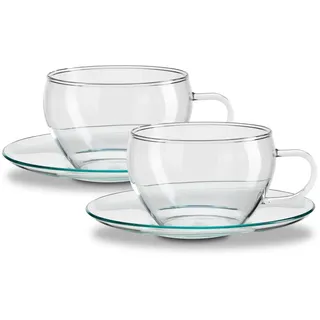 Peill+Putzler Germany 2er Set Cappuccinotassen 250ml, Gläser mit Henkel, spülmaschinengeeignet, robuste Kaffee- Teegläser aus Borosilikatglas, hitze- & kältebeständig
