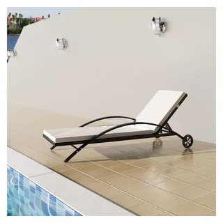 vidaXL Sonnenliege 200 x 65 x 39 cm schwarz inkl. Rollen