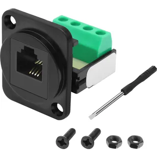 MEIRIYFA D-Typ RJ11 6P4C Panel Mount CAT3 Schraubenklemme Lötloser Adapter, D-Typ RJ11 Buchse auf 4Pin Keystone Jack Stecker für Telefon (1PCS)