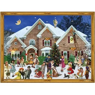 Adventskalender "Viktorianisches Haus" mit Silberglitzer - Braun