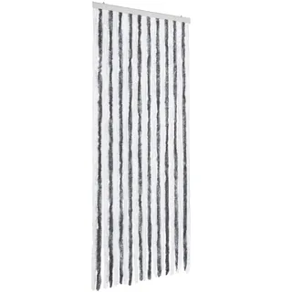 vidaXL Insektenschutz Vorhang Flauschvorhang Plüschvorhang Türvorhang Fadenvorhang Fliegenschutz Wohnwagen Camping Grau Weiß 90x200cm Chenille