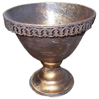 Deko-Impression Pflanzschale Verzierter Übertopf Amphore Pflanztopf Vase Schale Eisen Gold-Antik (1 St)