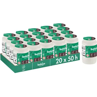 Bolsius Grablicht - Weiß - 20 Stk. - Länge Brenndauer 2 Tage - Trauerkerze & Gedenkstätte Kerzen - Sauberes Abbrennen - Ohne Palmöl