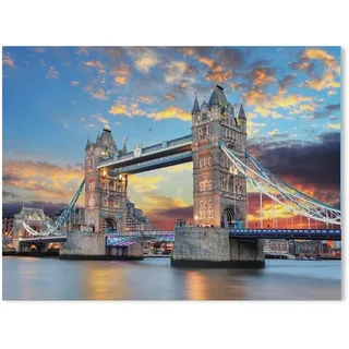 Malen nach Zahlen,Tower Bridge London, Wahrzeichen von England, im goldenen Licht bei Sonnenuntergang,diy Malen Nach Zahlen landsch Mit Pinsel und Acrylfarbe Erwachsenenfarbe nach Zahlen Kits -114