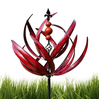 Metall Windrad Lotus, Harlow Magische Windmühle, Windrad Für Draußen, Yard Spinne Auf Einsätzen Um 360Grad Drehbare, Höhe 90cm Blumenstecker Kinetische Skulptur Für Hof Und Garten