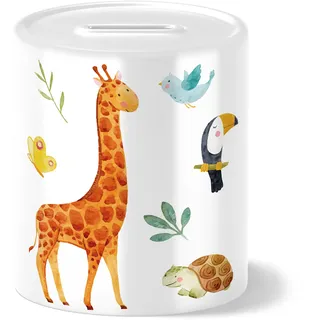 OWLBOOK® Safari Giraffe Kinder Spardose Kinder Junge Mädchen | Geschenke zur Einschulung | Taufgeschenke | Geschenk Taufe Geburt Geburtstag | Sparschwein | Sparbüchse | Wiederverschließbar