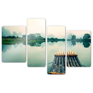 K&L Wall Art Glasbild-Set »Glasbild«, BxH: 140 x 80 cm, Floßfahrt Berge Asien