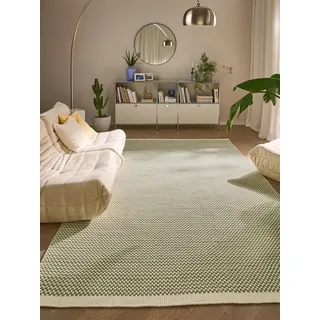 benuta Wollteppich Laura, rechteckig, Höhe: 5 mm, Kunstfaser, Berber, Ethno-Style, Wohnzimmer grün 250 cm x 350 cm x 5 mm