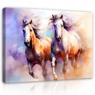 LEINWANDBILD Pferde Tiere Lila 100x70 cm