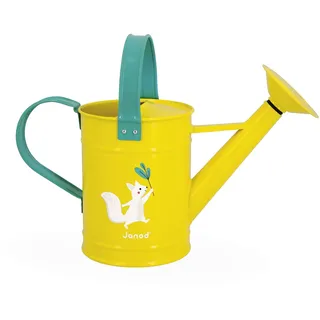 Janod J03191 „Happy Garden“ Metall-Gießkanne für Kinder, Gartenarbeit-Spiel für den Außenbereich, für Kinder ab 3 Jahren, blau und gelb