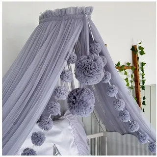 Baby Fancyroom Betthimmel Betthimmel aus 12 Meter Tüll aus 1. Klasse für Kinderbett Gitterbett, Himmel für Babybett Kinderbett grau