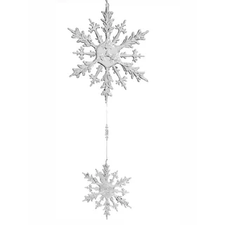 formano Hänger Eiskristalle Fensterdeko Weihnachten 45 cm aus Acryl klar mit Satinband - Schneeflocken-Deko für Fenster oder Tür - Elegante Winterdeko zum Aufhängen - frostige Weihnachtsdekoration