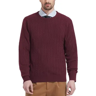 Kallspin Herren Wollmischung Zopfmuster Rundhalsausschnitt Pullover Sweater - XXL