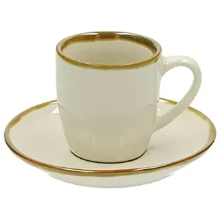 ROSE & TULIPANI MILANO Espressotasse mit Untertasse Set Steingut Bunt Concerto AVORIO Ivory Mediterran Italien Retro Style 90 ml