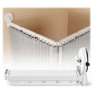 PRIISF Duschvorhangstange L-form U-form 4in1 Badewanne Faltbare ohne Bohren Saugnapf Duschstange, für Badewanne, Badezimmer, Fenster, Kleiderschrank, einfache Montage weiß