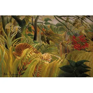 1art1 Henri Rousseau XXL Poster Überrascht, Sturm Im Dschungel, 1891 Plakat | Bild 120x80 cm