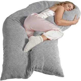Traumreiter Seitenschläferkissen Jumbo XXL Classic mit Bezug Silber Deluxe - Schwangerschaftskissen zum schlafen – Stillkissen XXL Komfortkissen Erwachsene U Form Seitenschläfer Kissen Body Pillow