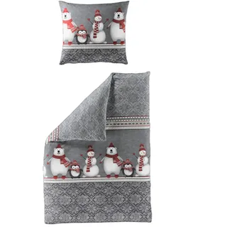 BIERBAUM Wichtel Schneemann Grau 135 x 200 cm + 80 x 80 cm
