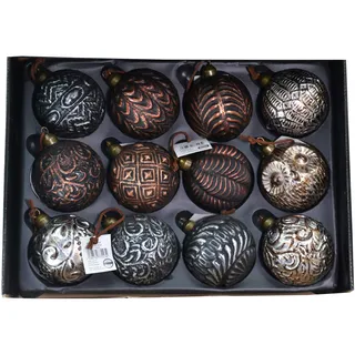 12er Set edle Luxus Glas Weihnachtskugeln Ø 6cm Weihnachtsbaum Kugeln Christbaumkugeln Weihnachts-Deko Christbaum-Schmuck (Sortiment O)
