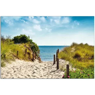 Wallario Outdoor-Poster für Garten oder Balkon Auf dem Sandweg zum Strand, Motivbanner Größe: ca. 60 x 90 cm, Outdoor-Bild