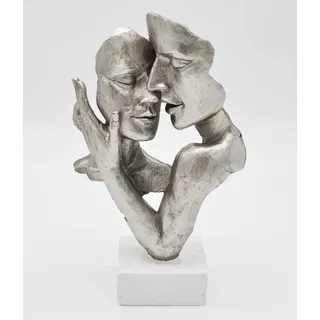 Bollweg Moderne Deko Büste Liebespaar 32 cm weiß Silber Skulptur Dekoration