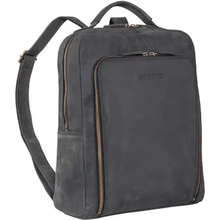 STILORD Orlando Business Rucksack Herren Leder Daypack Rucksack für Arbeit Office Büro Uni Vintage Lederrucksack für DIN A4 Ordner aus Echtem Leder Farbe:Carbon - grau