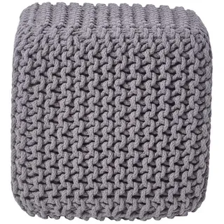 Homescapes Strick-Pouf, Grau, Textil, Uni, Quadratisch, 35x35x35 cm, Wohnzimmer, Hocker, Sitzwürfel
