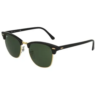 Ray Ban Clubmaster RB3016 W0365 51-21 polished black on gold/green