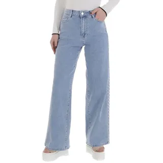 Ital-Design Dad-Jeans Trendige Hoch geschnittene Jeans, Must-Have für jeden Anlass (89231314) Used-Look Stretch High Waist Jeans in Blau blau S/36