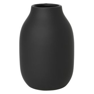 Blomus Vase 65902 Colora peat, Steingut, schwarz, Tischvase, rund, bauchig, Höhe 15 cm