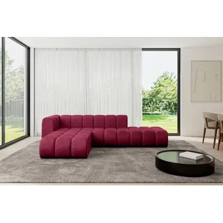 altdecor Eckcouch Samt 2-Sitzer Bordeauxrot