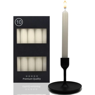 Candelo 10er Set Tafelkerzen - Kerze Beige - 18,5cm 7,5 Std Brenndauer - Spitzkerzen für Kerzenständer und Kronleuchter - Leuchterkerzen Stabkerzen