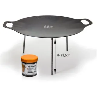 Petromax Feuerschale Plancha-Platte Grillschale Feuerschale Grillplatte Ø38 cm, (Spar-Set, 2-St., inkl. Pflegepaste), Hergestellt in Deutschland