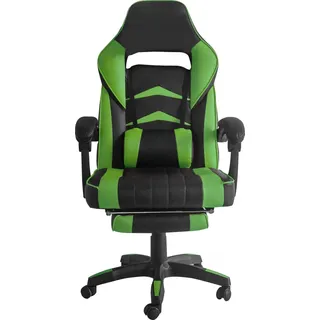 Aga Spielstuhl, Bürostuhl, Drehbarer Spielstuhl, Gamingstuhl, Racing Schreibtischstuhl,Chefsessel mit Fußstütze Schwarz - Grün - Grün