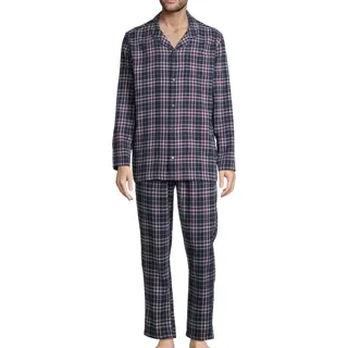 Seidensticker Herren Flanell Schlafanzug Pyjama Baumwolle | Set aus langer Hose und Oberteil mit langem Arm Oberteil mit Reverskragen und Knöpfen Hautfreundlich und atmungsaktiv - 56