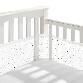 Bettumrandung Babybett,2 Pack Baby Nestchen Bettumrandung,Kopfumrandung Babybett,Atmungsaktive Krippenumrandung,Babybett Atmungsaktiver Kollisionsschutz,Nestchen für Kinderbetten,Babybett Umrandungen