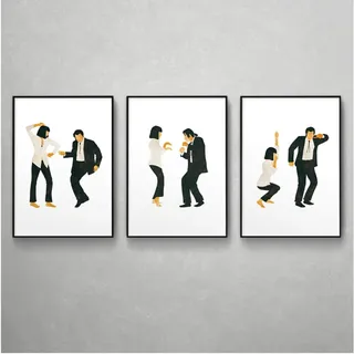 AZTeam Pulp Fiction Poster Kunstdruck Klassischer Film Jack Rabbit Dance Poster Minimalistische Wandkunst Leinwand Malerei Wandbild Wohnkultur -50X70Cmx3Pcs No Frame